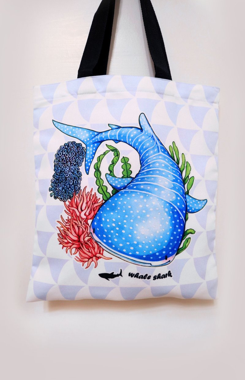豆腐鲨点点 spot whale shark 鲸鲨款帆布袋 (手提袋/购物袋) - 手提包/手提袋 - 其他人造纤维 蓝色