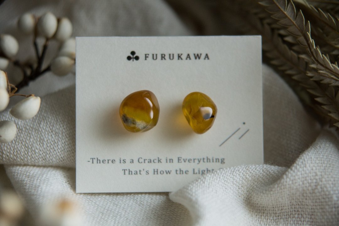 CRACK | 矿物系耳环 |  EARRINGS - 耳环/耳夹 - 玉石 黄色