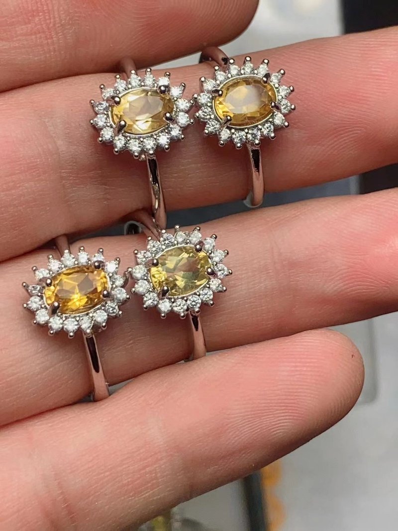 水晶戒指 (开口戒) - 黄晶 (Citrine) - 戒指 - 水晶 黄色