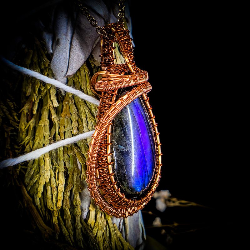 【Mercurius•水星】蓝紫晕金属线编织项坠 - 项链 - 水晶 