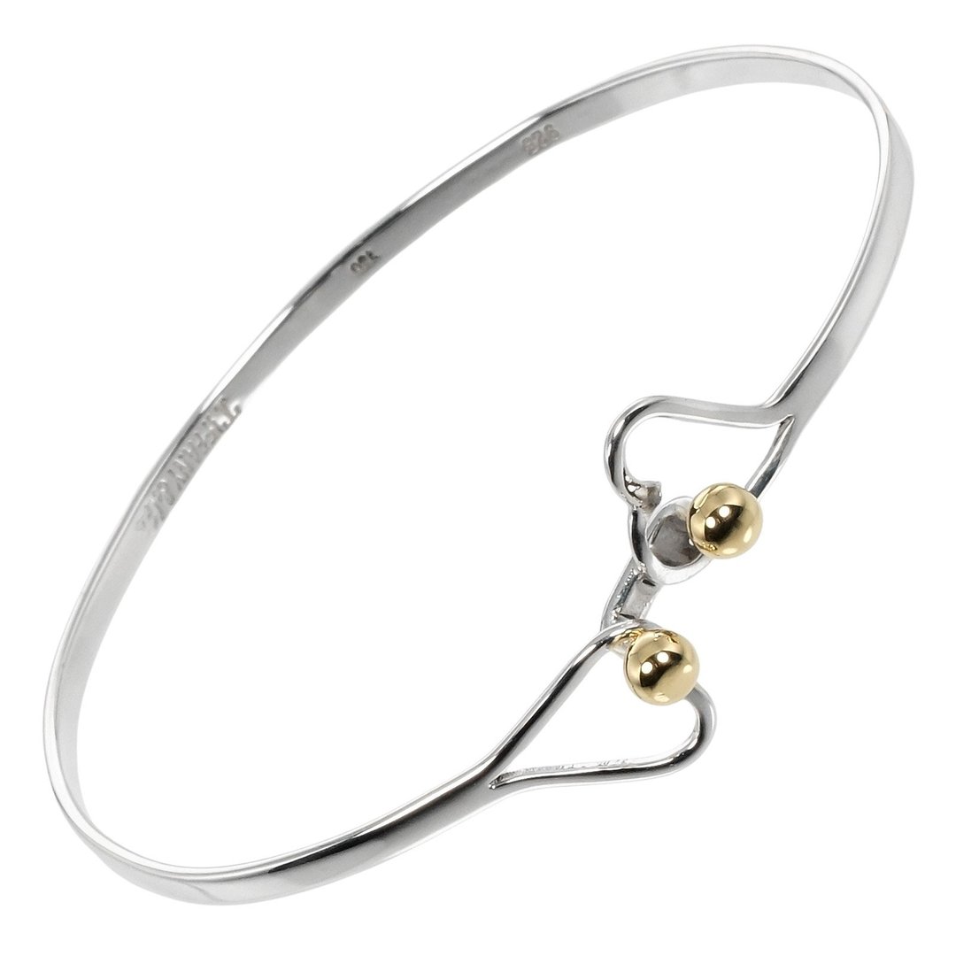 【日本直送】蒂芙尼 TIFFANY&Co. Hook & Eye 双爱心 手镯 银 925 × 18K 黄金 约 4.78g 女仕【二手】 - 手链/手环 - 银 银色