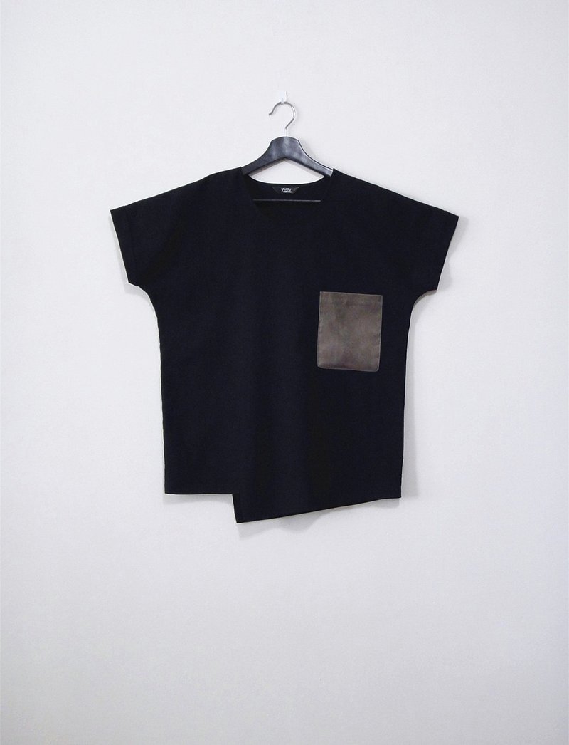 倾斜的1% 黑 上衣 - 女装上衣 - 棉．麻 黑色