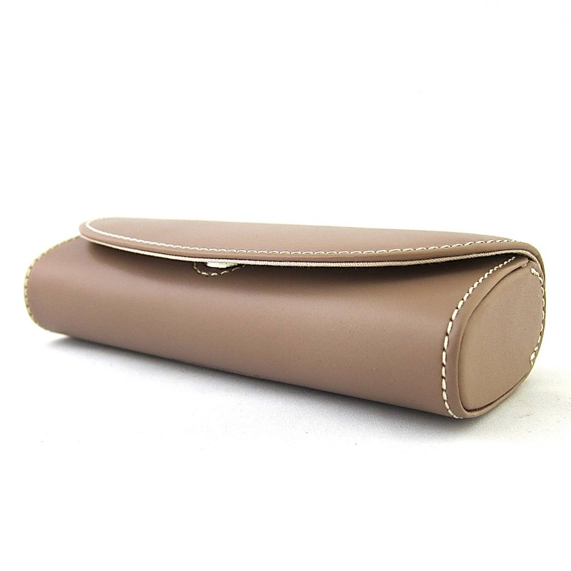 Hard Durable Glasses Case Glasses Case Sunglasses Reading Glasses Hard Case Horizontal Magnetic Closure Genuine Leather Italian Vachetta Leather Vegetable Tanned Leather - 眼镜盒/眼镜布 - 真皮 咖啡色