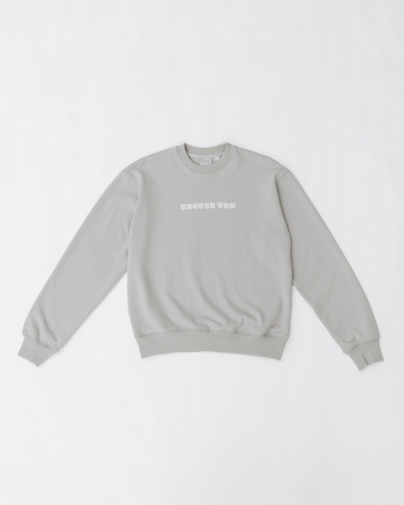 大学T   EXCUSE YOU - 中性连帽卫衣/T 恤 - 棉．麻 灰色