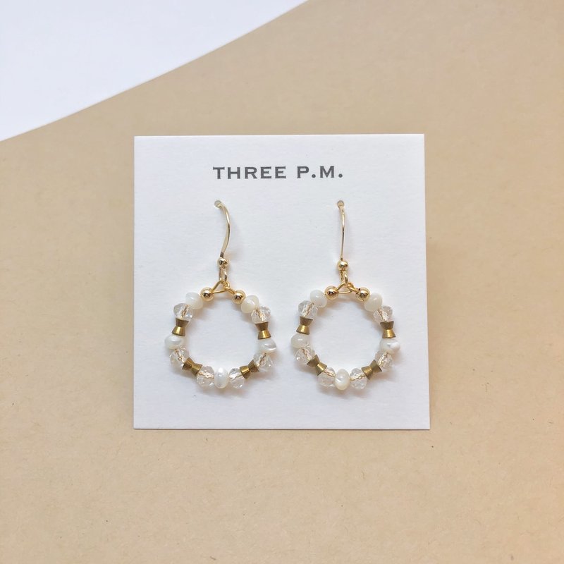 秘密花园  厚镀14K金 贝壳耳环 耳夹 - 耳环/耳夹 - 贝壳 金色