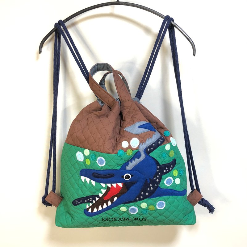 Backpack - Mosasaurus Quilting Bag (Brown/Green) - 其他 - 棉．麻 绿色