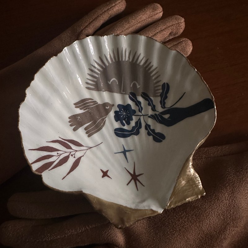 【也形】XXL 扇贝盘 | 甜点与魔法 | 名片架 饰品盘 矿盘 - 摆饰 - 贝壳 金色