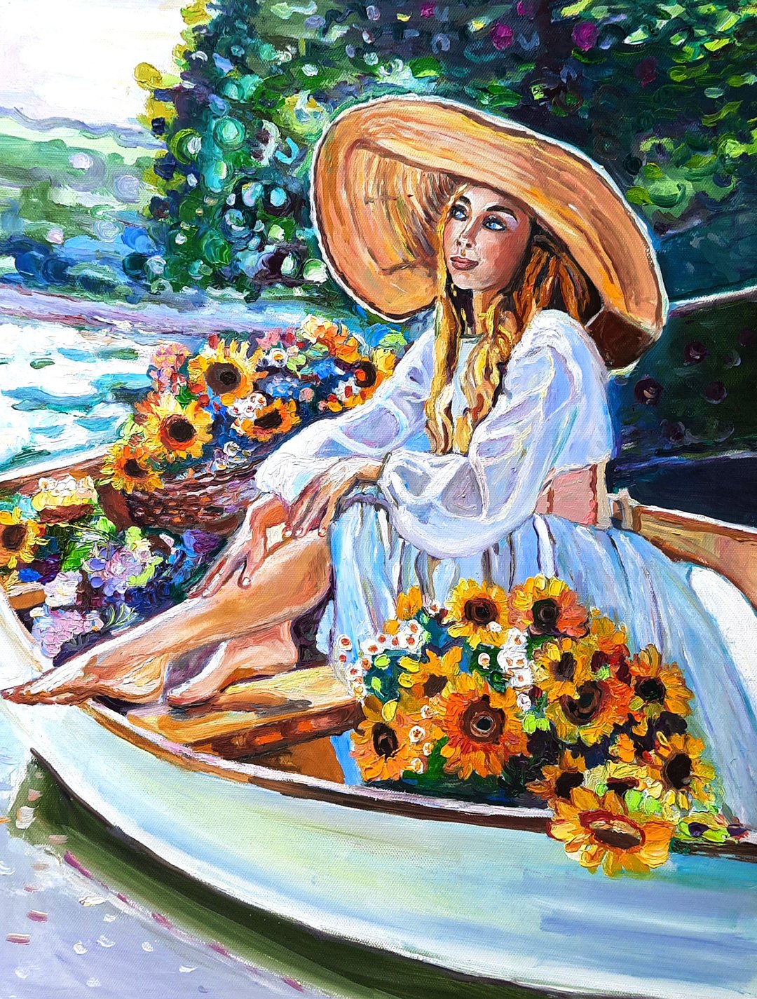 Woman  Painting   Original Art 油畫 Oil Painting Oil on Canvas Wall Decor - 墙贴/壁贴 - 其他材质 蓝色