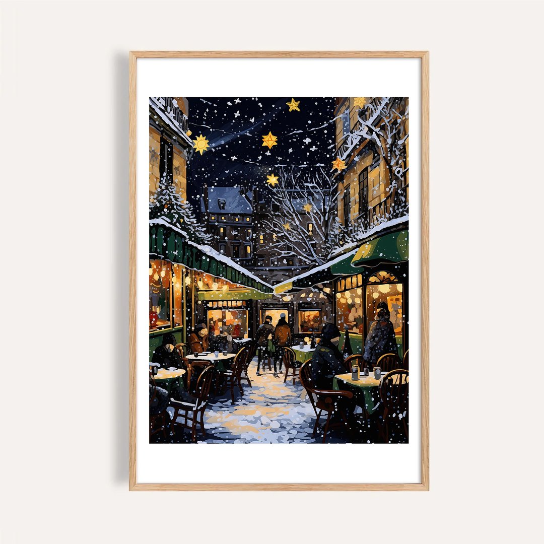 冬夜街角咖啡馆 Winter Evening Café / 耶诞城市挂画 海报 - 海报/装饰画/版画 - 纸 