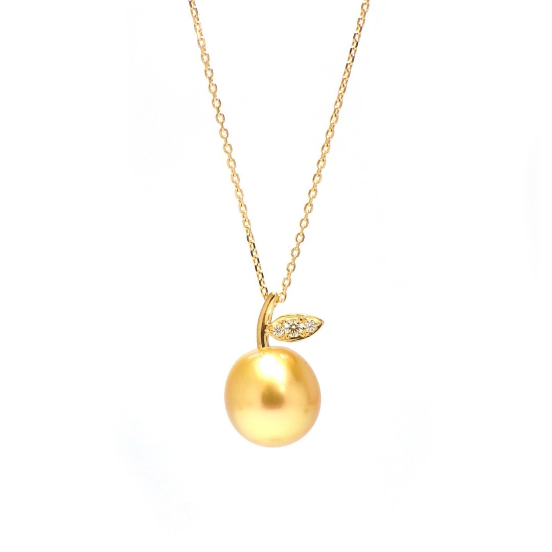 Fruit pendant South sea pearl Golden pearl Diamond18K - 项链 - 珍珠 