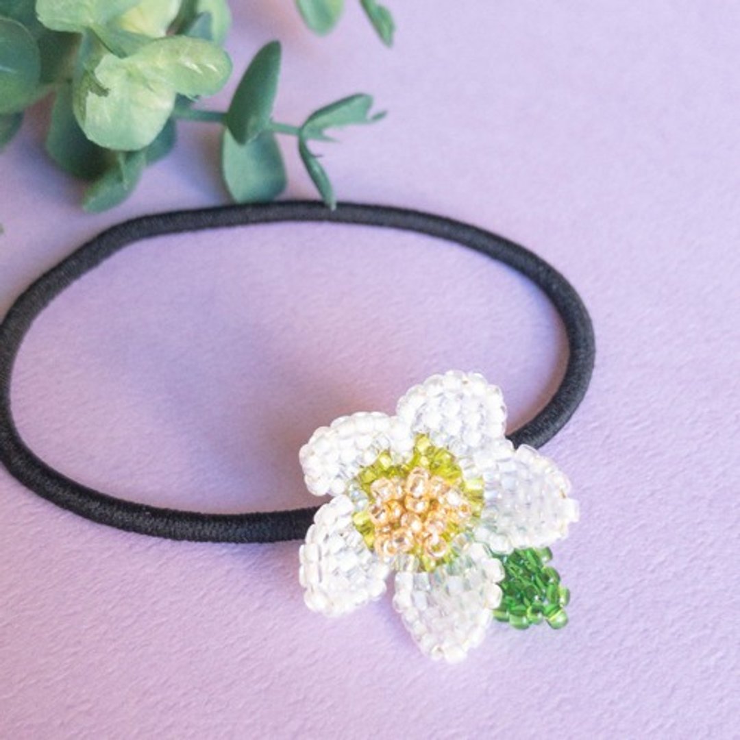 christmas rose hair tie - 发饰 - 其他材质 白色