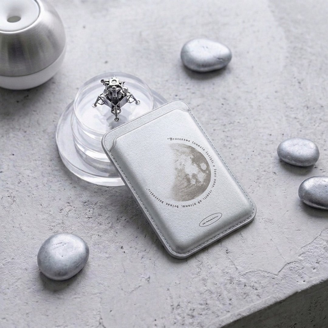 Full Moon MagSafe 超强磁吸皮革卡套 - 手机配件 - 人造皮革 银色