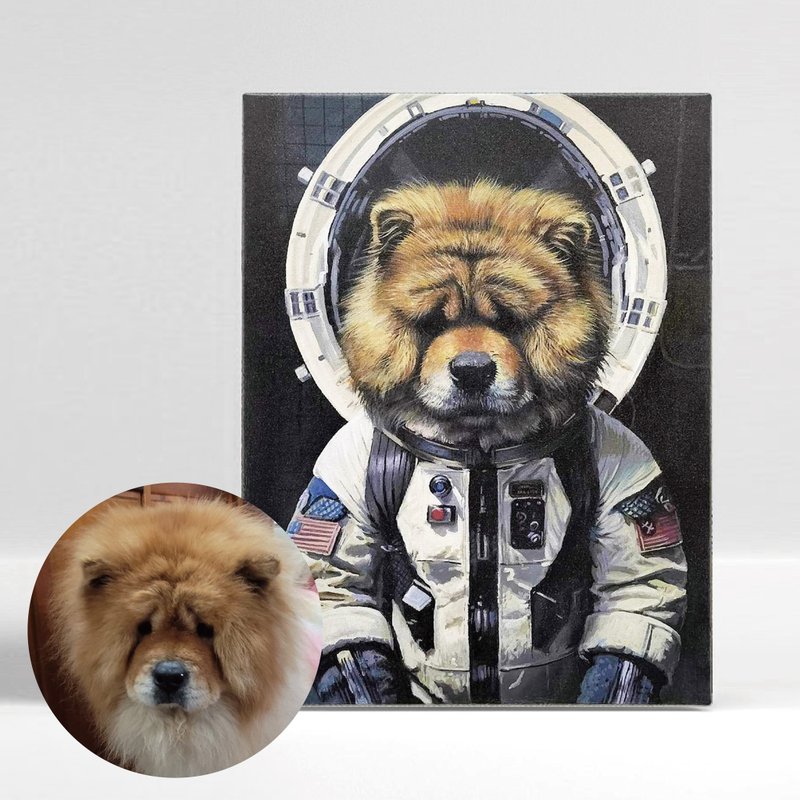 【订制】宠物肖像 - 太空科幻 宠物画 似颜绘 油画 - 订制画像 - 棉．麻 多色