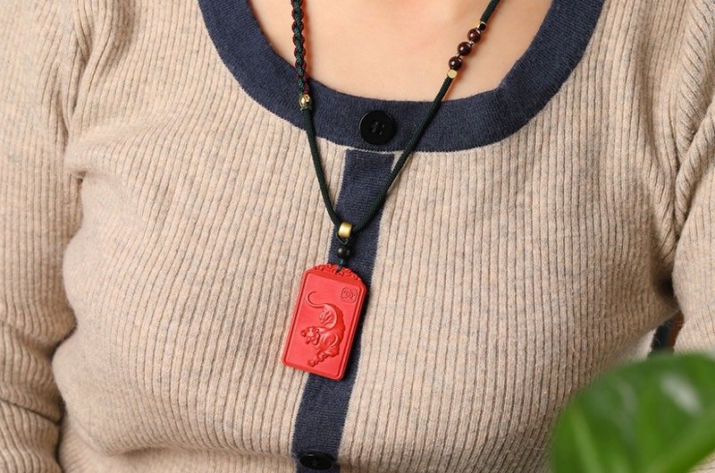 天然原矿朱砂精品红砂十二生肖吊坠  含量95%以上尺寸49×28×8mm - 项链 - 宝石 