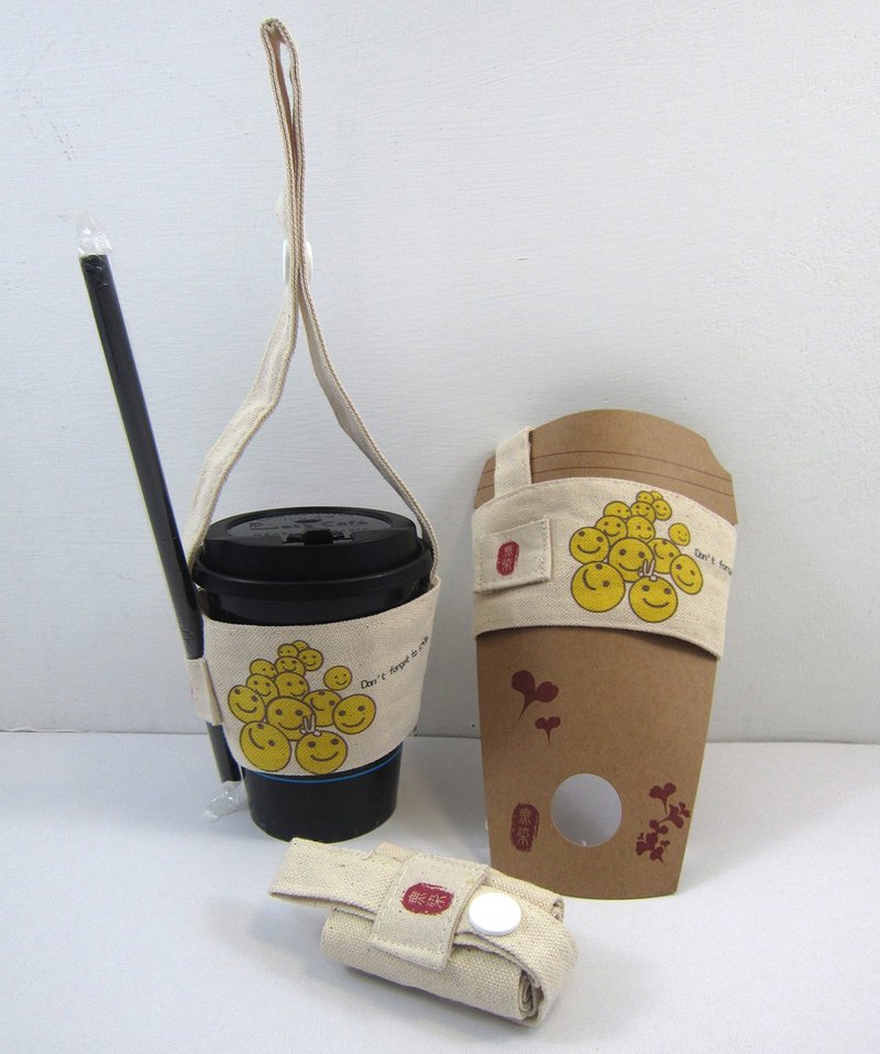 茶饮提袋(微笑) - 手提包/手提袋 - 棉．麻 