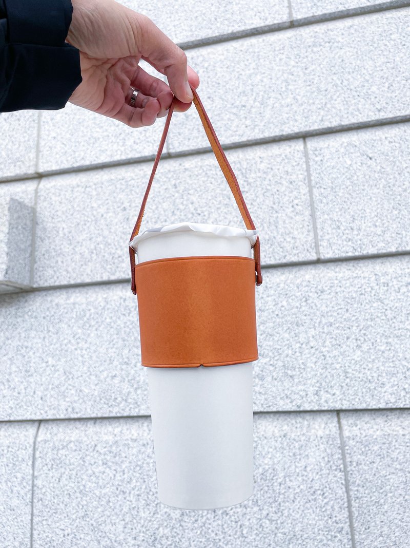 真皮饮料提袋丨饮料杯套丨杯袋丨定制化丨环保丨植鞣革丨圣诞礼盒 - 随行杯提袋/水壶袋 - 真皮 