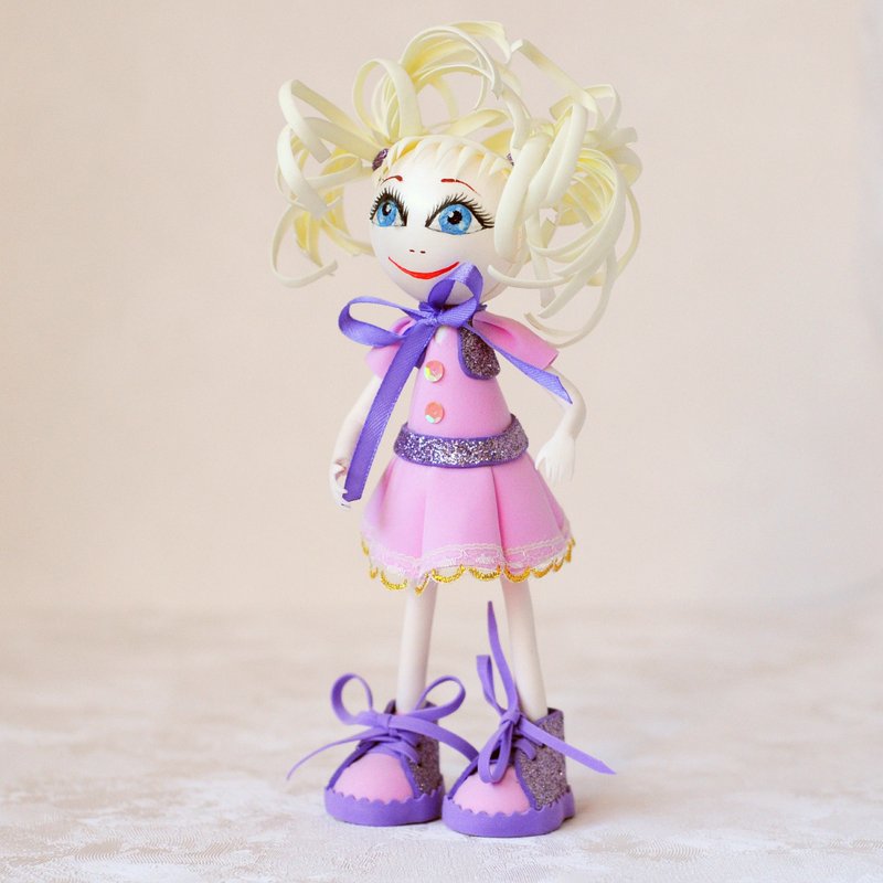 Handmade interior art doll. Blue-eyed blonde doll. Unique doll for fun gift - 玩偶/公仔 - 其他材质 多色