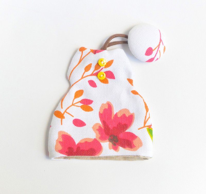 蓬蓬裙洋装钥匙包 - 红花 - 钥匙链/钥匙包 - 棉．麻 红色