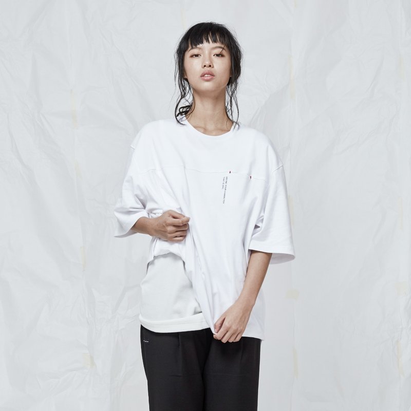 DYCTEAM - Fifth Tee - 女装 T 恤 - 棉．麻 白色