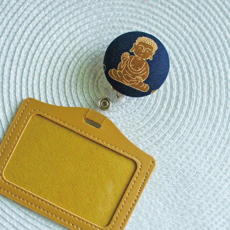 Lovely【佛祖保佑伸缩扣环 +卡套】悠游卡、证件套【深蓝A款】E - 证件套/卡套 - 棉．麻 蓝色