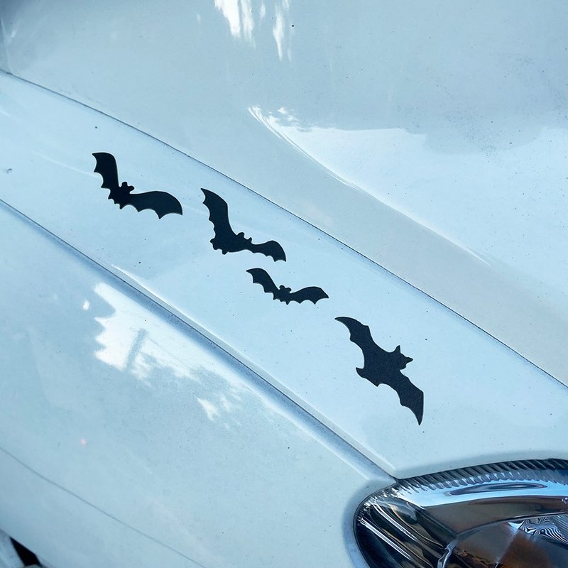 蝙蝠夜行 银白/黑色 无底篓空 可分别剪开转印 反光贴纸 防水车贴 - 贴纸 - 防水材质 
