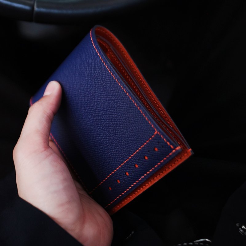 HIBBERS原创法国HAAS EPSOM牛皮配法羊手工钱包短横款布洛克雕花 - 皮夹/钱包 - 真皮 