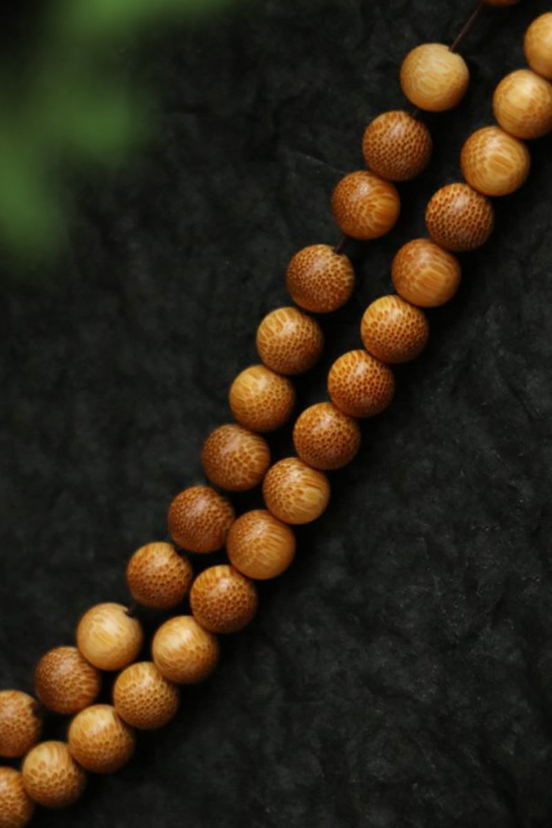 竹编系列 | 实心 小竹珠 龙血丝竹 金丝鱼籽纹 | 佛珠 文玩 - 手链/手环 - 竹 