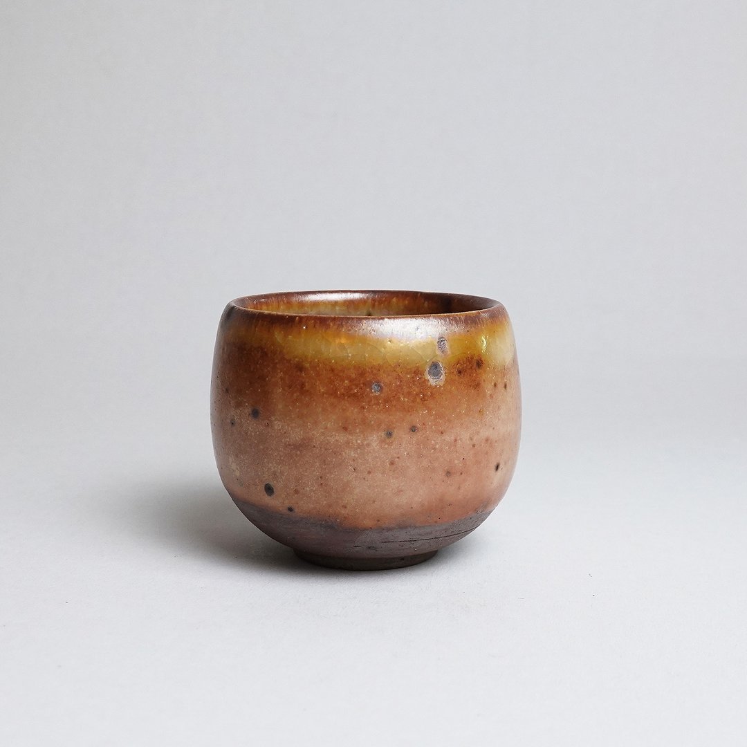 明芽窑 l 柴烧志野铁斑水杯 茶杯 志野釉 日系 橘红 - 茶具/茶杯 - 陶 红色