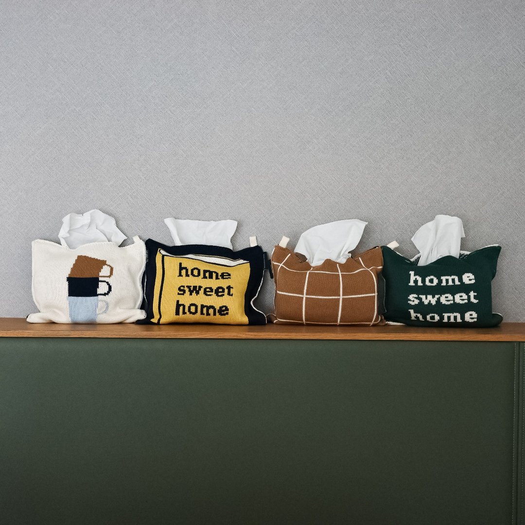 home sweet home 双面针织面纸套 - 纸巾盒 - 棉 多色