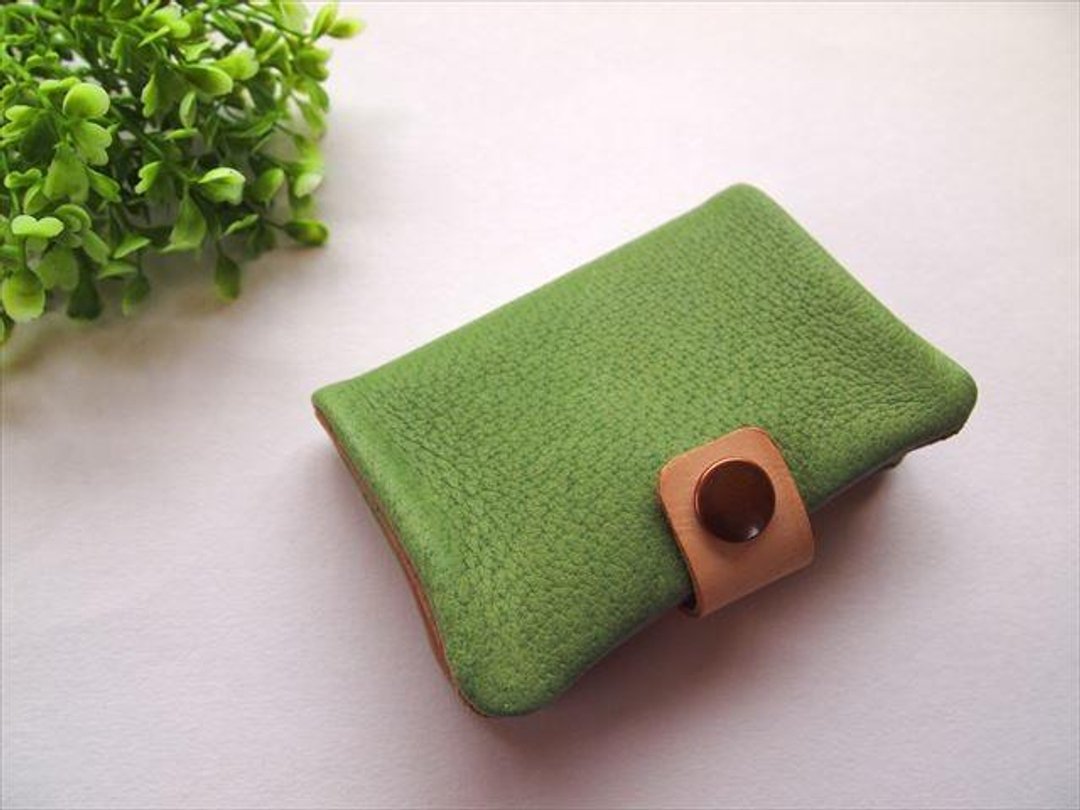 [Standard green] Pig leather soft card case [Made to order] - 名片夹/名片盒 - 真皮 绿色