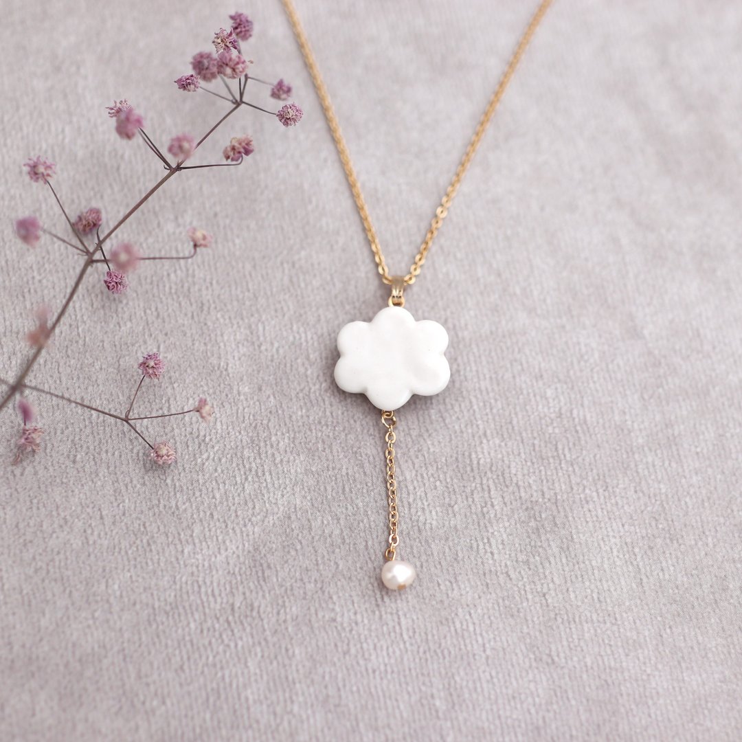 Cloud necklace - 项链 - 瓷 白色