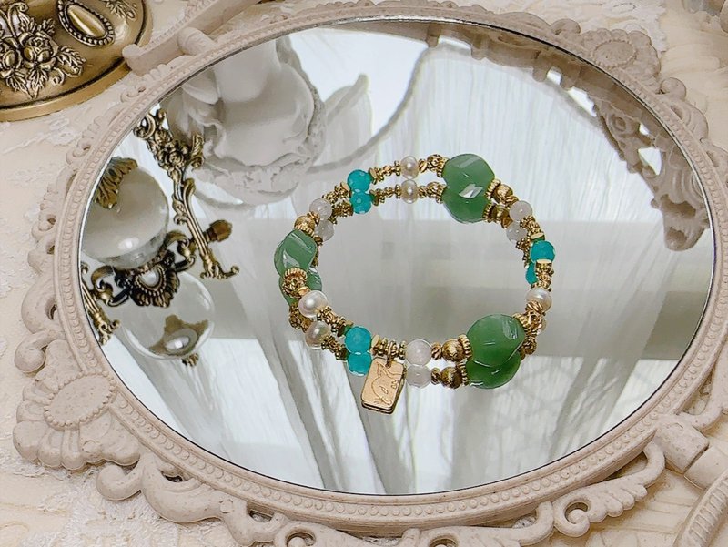 -薄荷关系-天然水晶黄铜手链 - 手链/手环 - 铜/黄铜 