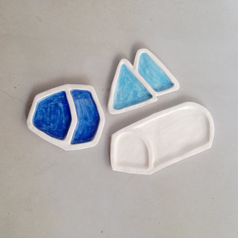 水曜日の浅盘子 三入组 - 浅碟/小碟子 - 瓷 蓝色