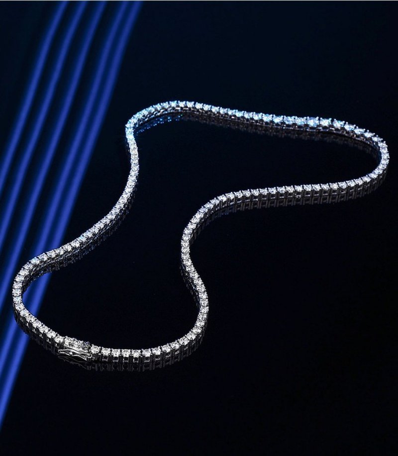 莫桑石 莫桑钻 50分渐变满钻女项链 台北门市 定制化订制白金 - 项链 - 其他材质 