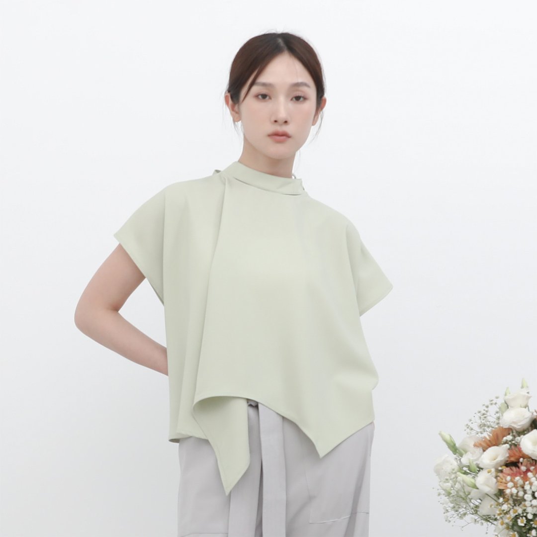 Chunmian_春眠立领变化上衣_23SF007_薄荷绿 - 女装上衣 - 聚酯纤维 绿色