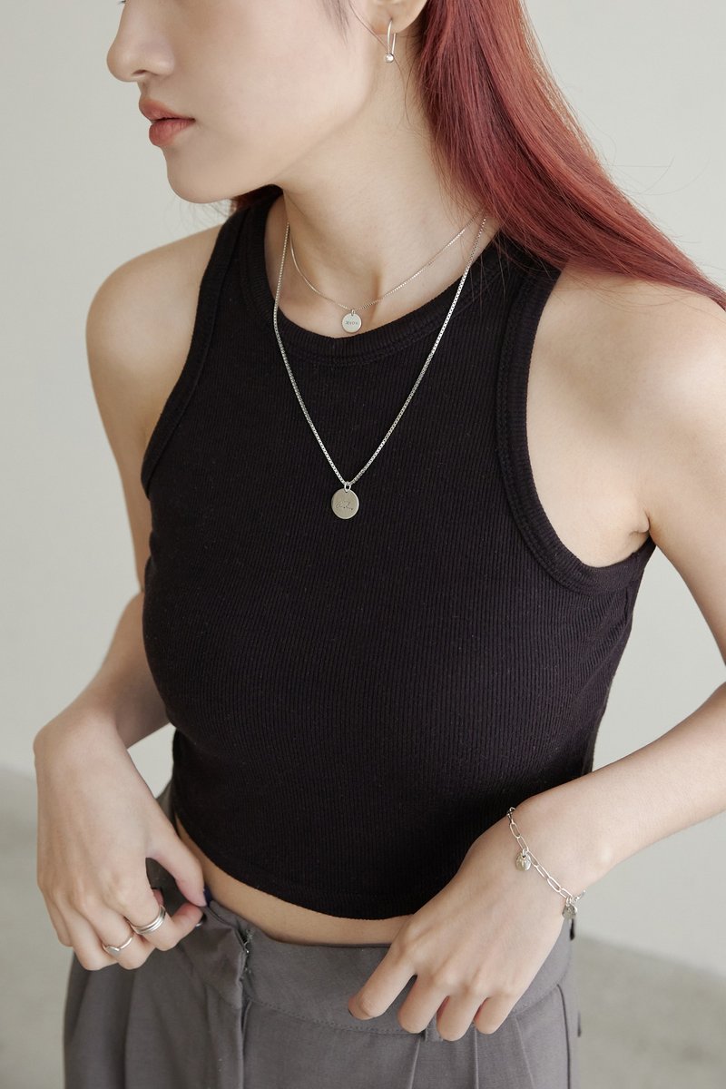 Silver Alphabet Necklace 情侣 闺蜜 对链 定制刻字 圣诞 - 项链 - 纯银 银色