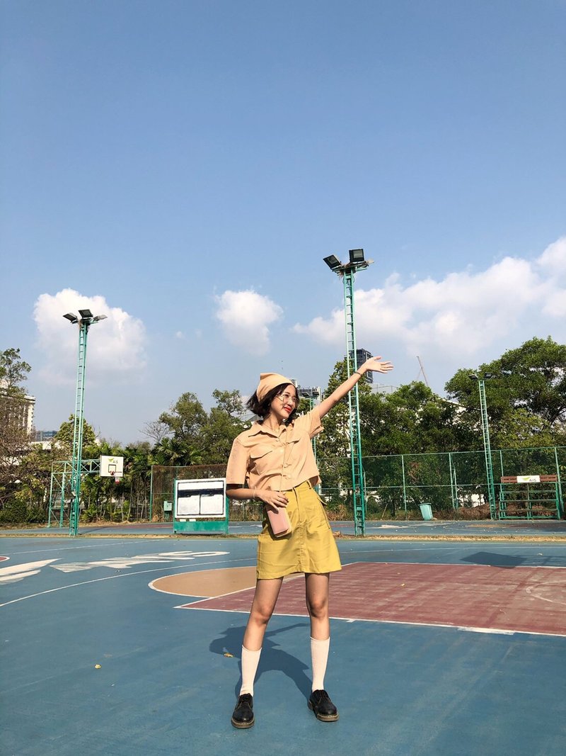 Highestjump Skirt Puffy (Kiwi) - 裙子 - 棉．麻 绿色