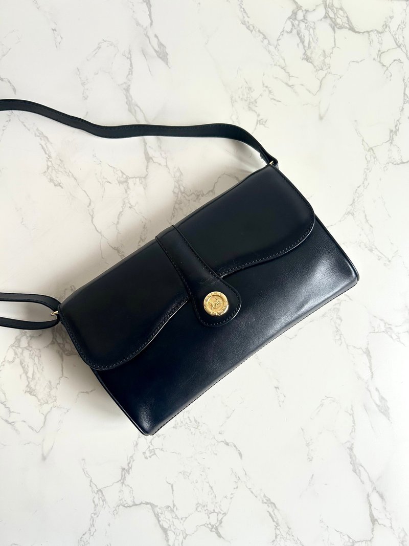 中古包 Celine 黑金徽章马鞍包 单肩包 侧背包 古董包 斜背包 二手 - 侧背包/斜挎包 - 真皮 黑色