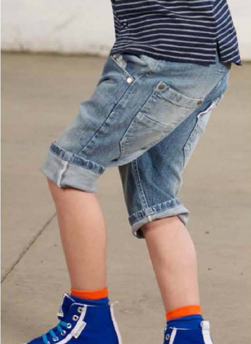 北欧童装瑞典有机棉五分牛仔短裤-1岁至8岁 - 童装裤 - 棉．麻 蓝色