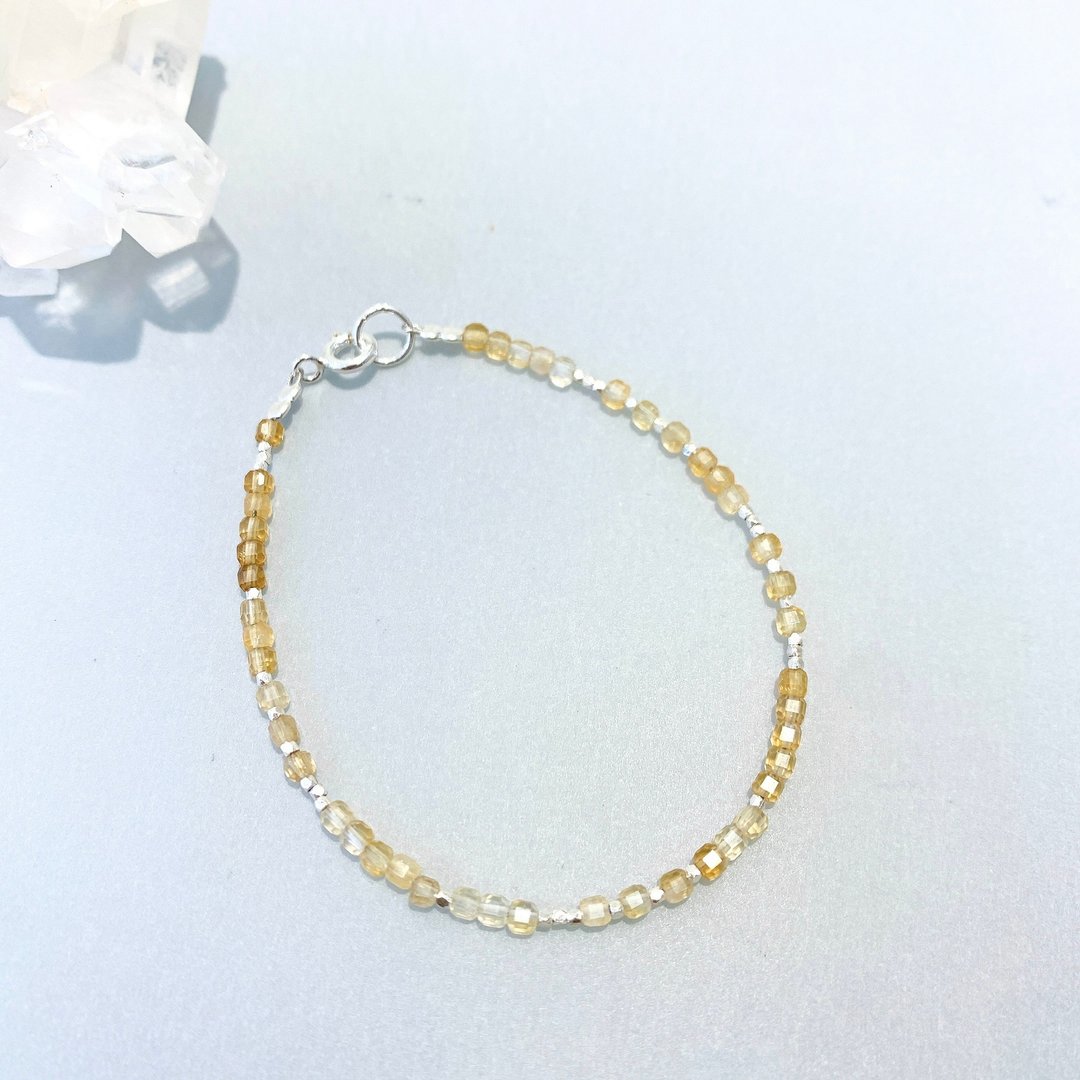 Ops Citrine silver bracelet-黄水晶/纯银/招财/正能量/手链 - 手链/手环 - 宝石 金色