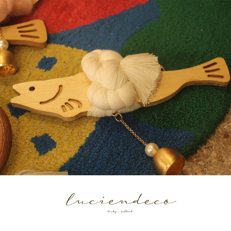 新婚夫妇家居礼品公寓摆件招财鱼圣诞礼盒套装24厘米 - 摆饰 - 木头 白色