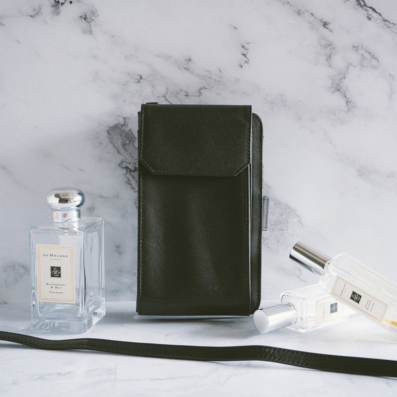 迷你斜背真皮手机包 X0040 黑 - 侧背包/斜挎包 - 真皮 黑色