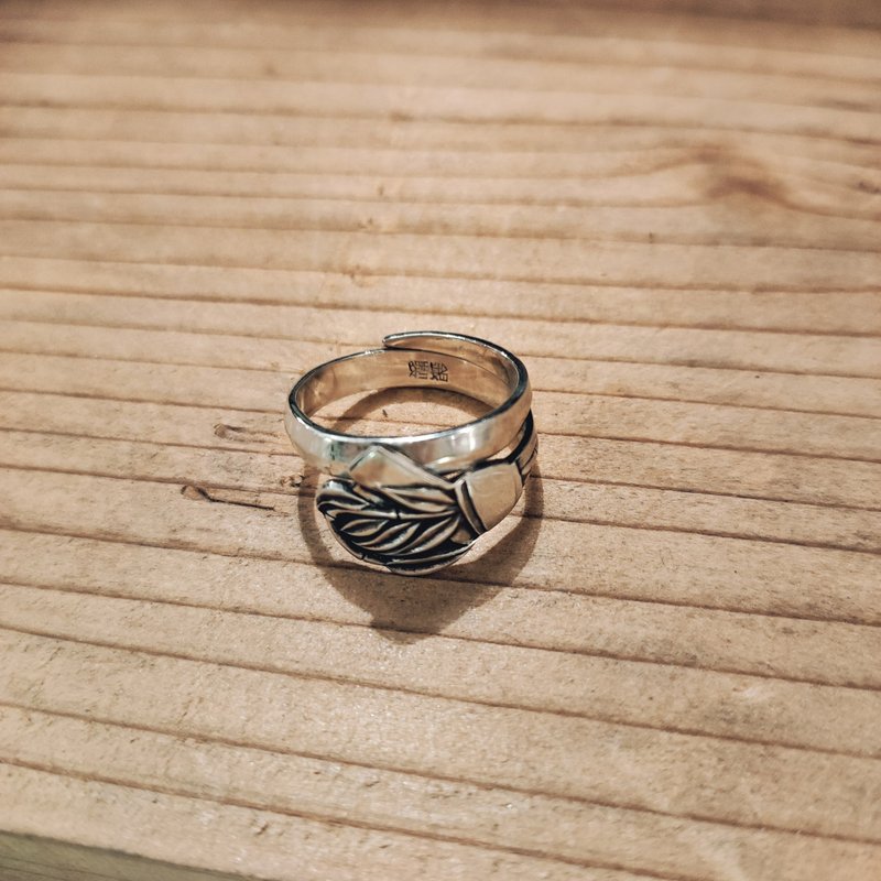 幸运图案图案竹结古董银糖牙签重制戒指_0837 复古日式图案 - 戒指 - 纯银 银色