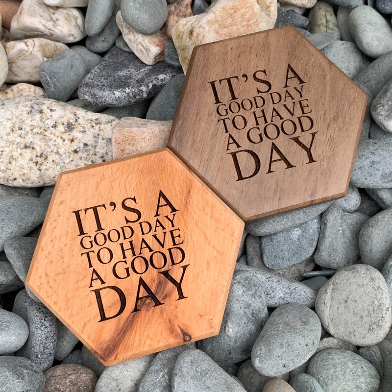 个人订制 定制化 原木 六边形 六角形 杯垫 结婚 回礼 生日 礼物 - 杯垫 - 木头 