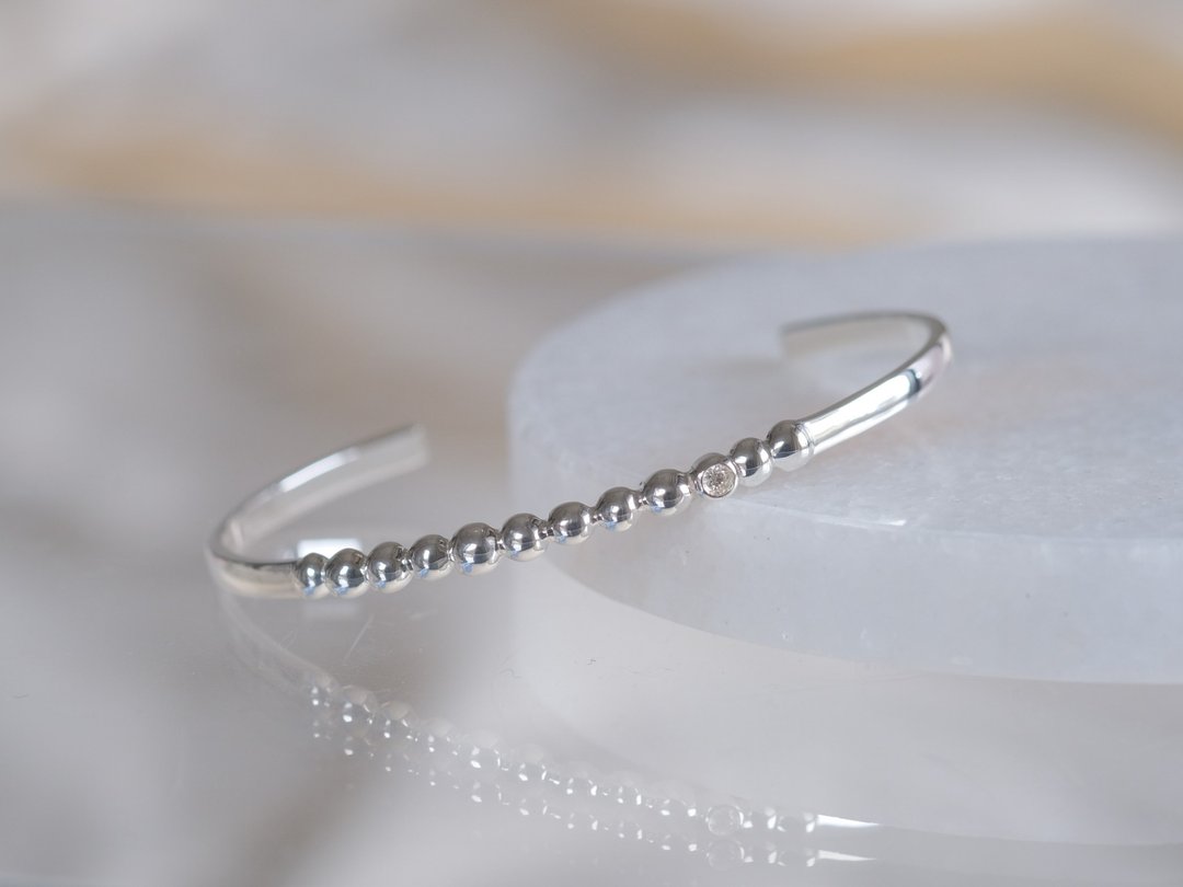 Diamond Tenging bangle bracelet silver925 - 手链/手环 - 宝石 银色