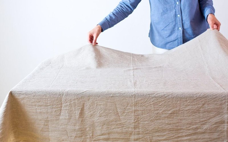 オーダーメイド　110×200cm オーガニックリネンテーブルクロス - 其他家具 - 棉．麻 卡其色