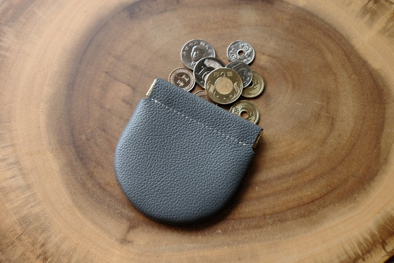 Arch leather coin purse (Grey) - 零钱包 - 真皮 灰色