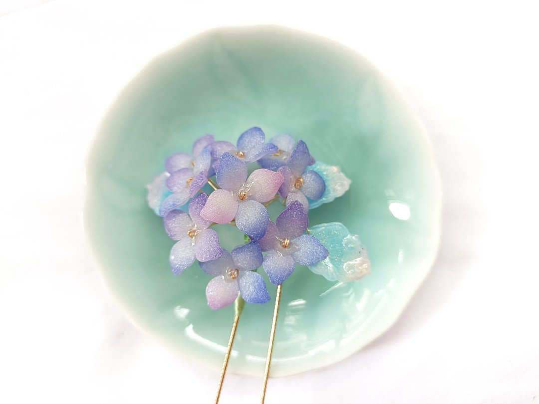 星空 古风清新淡雅绣球花热缩花发簪发饰饰品 - 发饰 - 其他材质 紫色