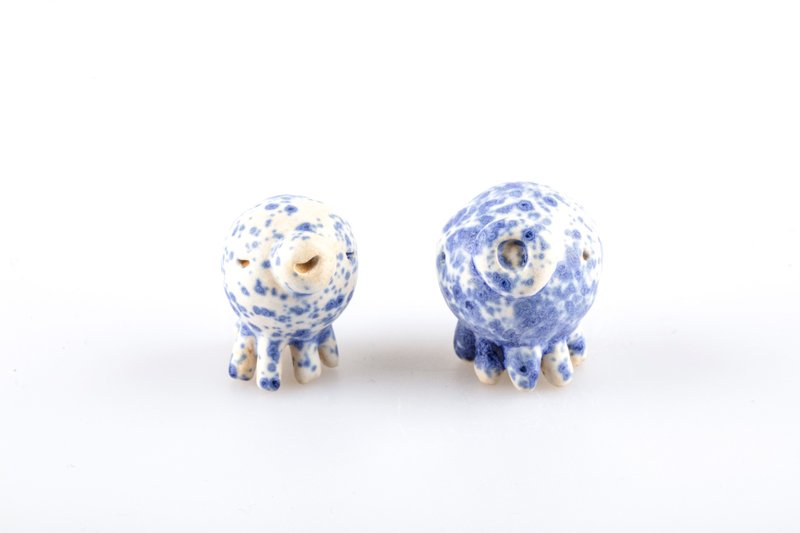 圆滚章鱼系列—伪装青花瓷 - 摆饰 - 陶 蓝色