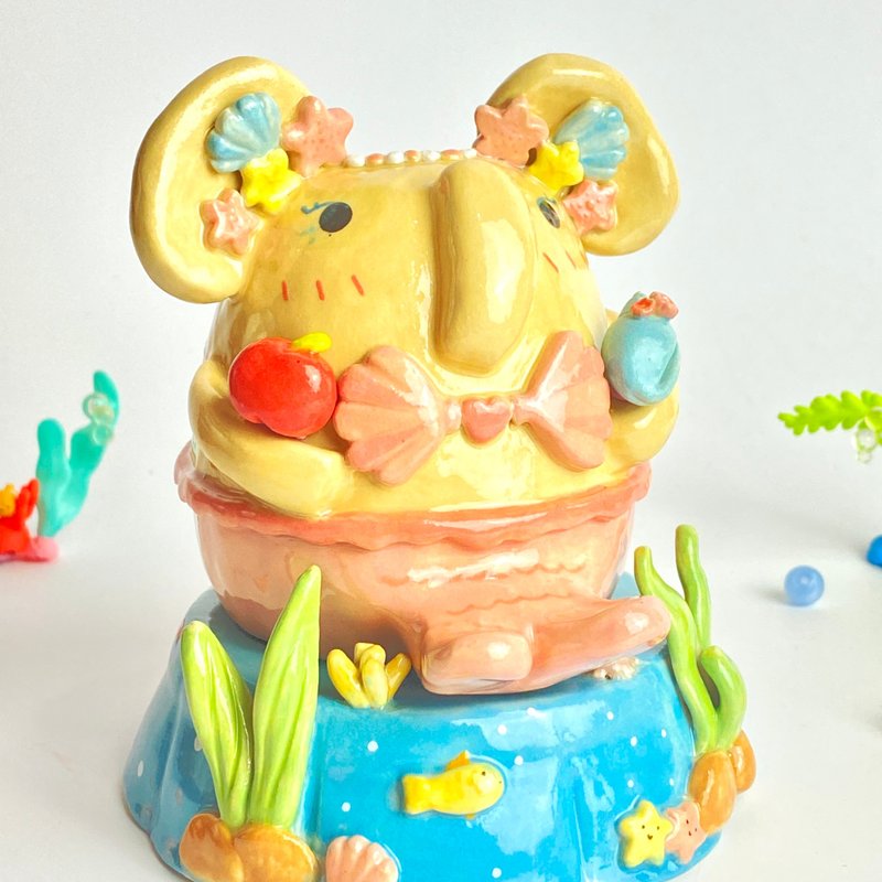 手工陶瓷象头神可爱礼物 - 花瓶/陶器 - 陶 粉红色